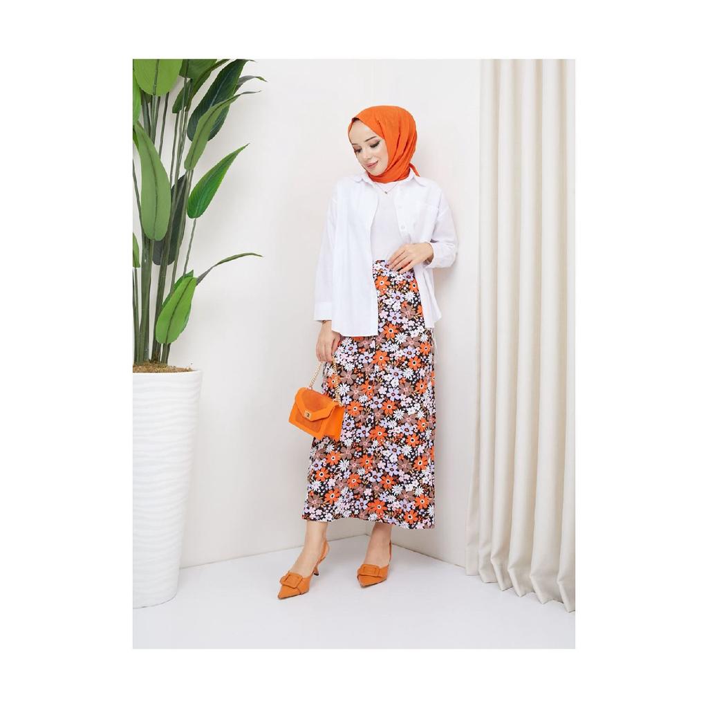 Gekämmter Rock aus Viskose - Schwarz / Fliesen