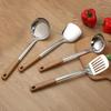 Five-Piece Kitchen Utensil Set: Non-Scalding Spatula, Spoon, Slotted Spoon, Stir-Fry Shovel, and Soup Spoon.