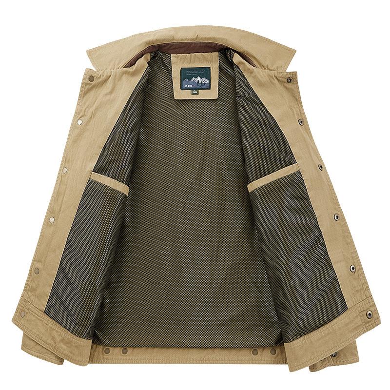 Spring and Autumn Middle-aged Men's Jacket Middle-aged and Elderly Dad's Lapel Solid Color Casual Jacket Men's Jacket