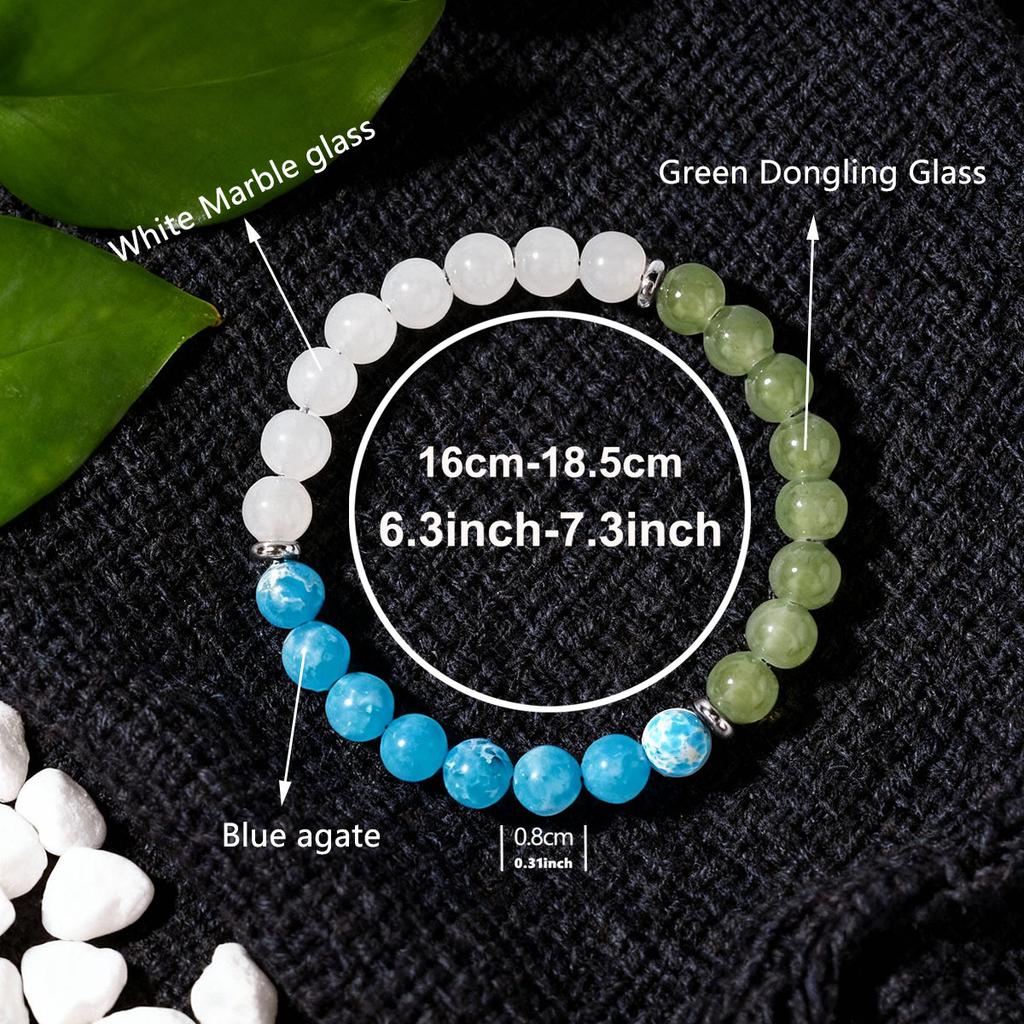 Festive Gifts White Jade Prehnite Blue Cracked Agate Beaded Bracelet Natural Fashion Jewelry For Men Women Daily Wear Gift