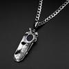 Antiqued Boho Feather Blue Glass Pendant Necklace for Women Men 316L Stainless Steel Chain Silver Color Hip Hop Amulet Jewelry