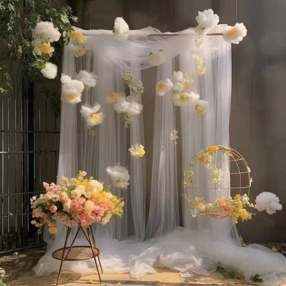 Transparent Sheer Mesh Curtains Event Backdrop Backdrop Curtain Multi-purpose Halloween Decor  Home
