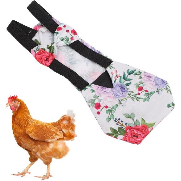 Pet Chicken Diapers,Chicken Goose Duck Loose Tight Belt Diapers Poop Pocket Diapers Peony Flower Pattern for Poultry Pet Used(L)