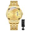Watch Men Stainless Steel Calendar Gold 3ATM Water Resistant Luminous Analog Display Simple Fashion Quartz Watch Men Fashion Accessory - Birthday