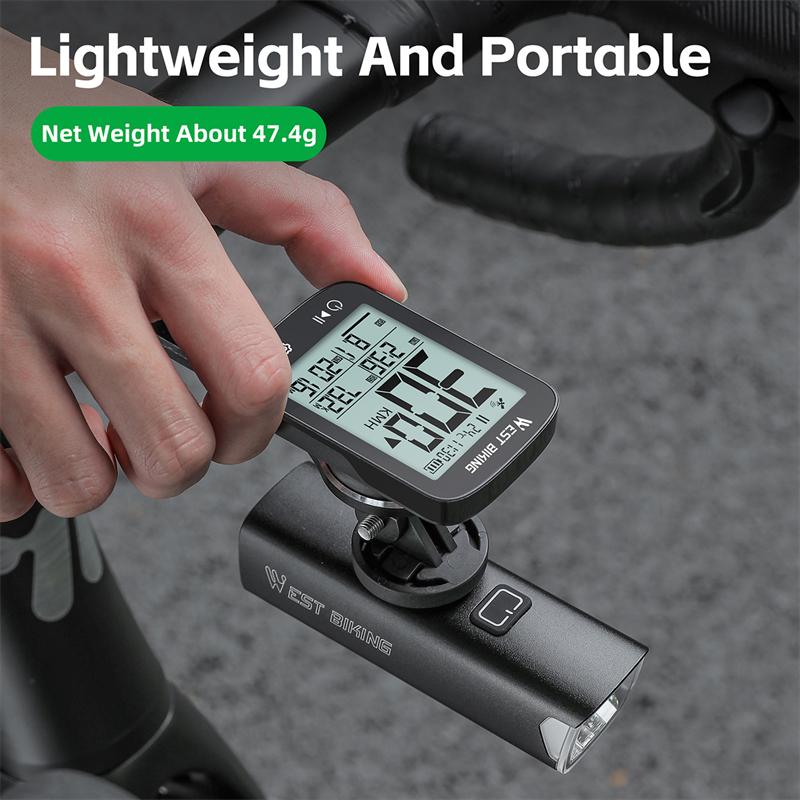 WEST BIKING Computadora Inteligente GPS para Bicicleta Pantalla Grande Velocímetro Inalámbrico para Ciclismo IPX7 Impermeable Ligero Odómetro de Bicicleta