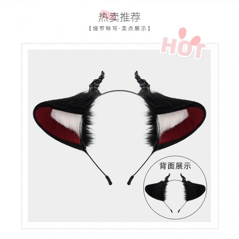Plush Devil Horn Headband Halloween Costume Accessory Dark Style Handmade Animal Ears