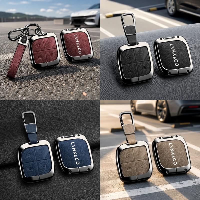 Suitable for Lynk&Co 08   2025 Alloy Leather Car Remote Control Key Bag Shell Protective Bag Key Chain Accessories