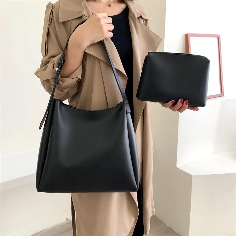 Fashion Leather Tote Bag for Women  Trends Female Simple Large High Capacity Shoulder Side Bag Handbags and Purses Women Bag