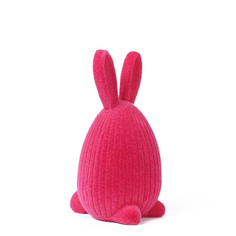 Colorful Flocking Easter Rabbit Resin Ornament Bunny 'Happy Easter Day 2026' Home Desktop Decoration Kids Birthday Gift
