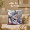 Vtuber S-Shirakami FubukiS Cushion Cover Double-Sided Printed Pillow Cover Hypoallergenic Dust-Mite Proof