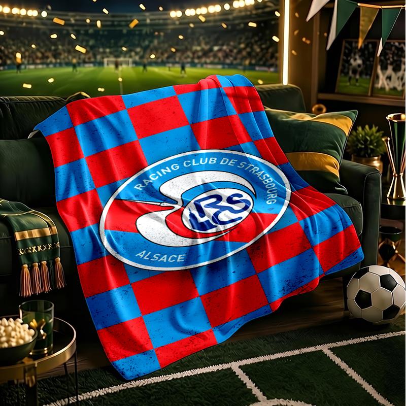 Football Strasbourg Crest Blanket Lightweight Ideal Bedding Blanket Perfect for Travel, Camping, Living Rooms, Offices, Sofas, Fan Christmas gift
