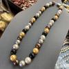 Ni Ni'S Same Bead 10Mm Five-Color Necklace, Black And White Gold And Silver Fashionable Versatile Beaded Collarbone Chain, Neck Chain.