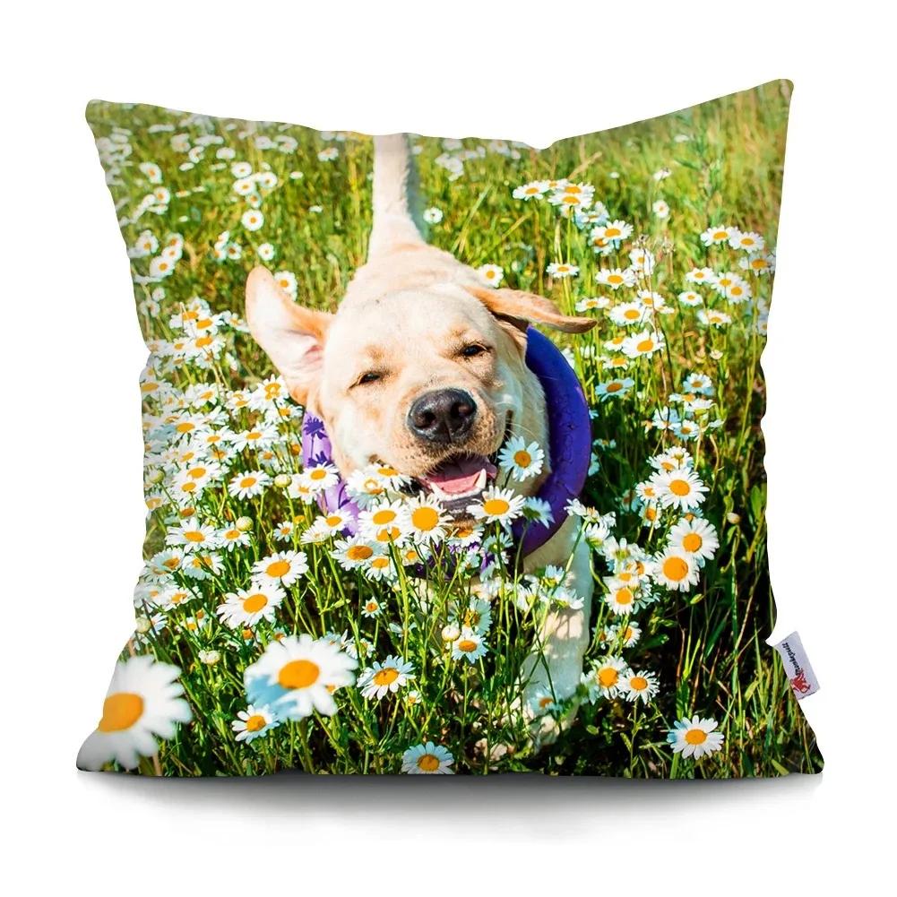Luxury Home Decor Pillow Cover Cute Puppy Labrador Golden Retriever Office Sofa Car Cushion Cover