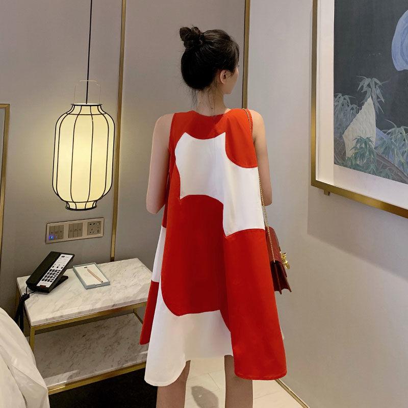 Жилетка Жіноча літня сукня без рукавів з круглим вирізом вище коліна Домашня вечірка для побачень Повсякденний одяг