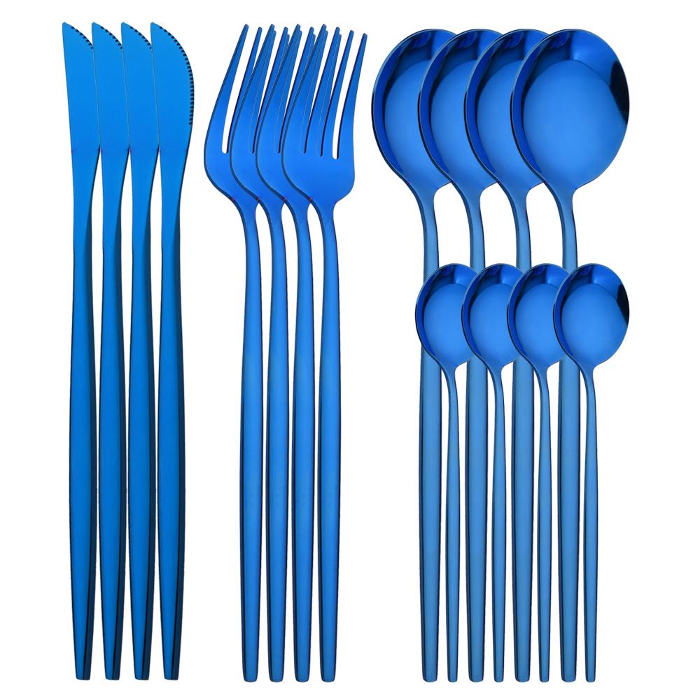 4 lidé Vysoce kvalitní sada nádobí z bílého zlata Nádobí z nerezové oceli Příbory Nůž Vidlička na kávu Lžíce Příbory Západní Kiechen stříbro