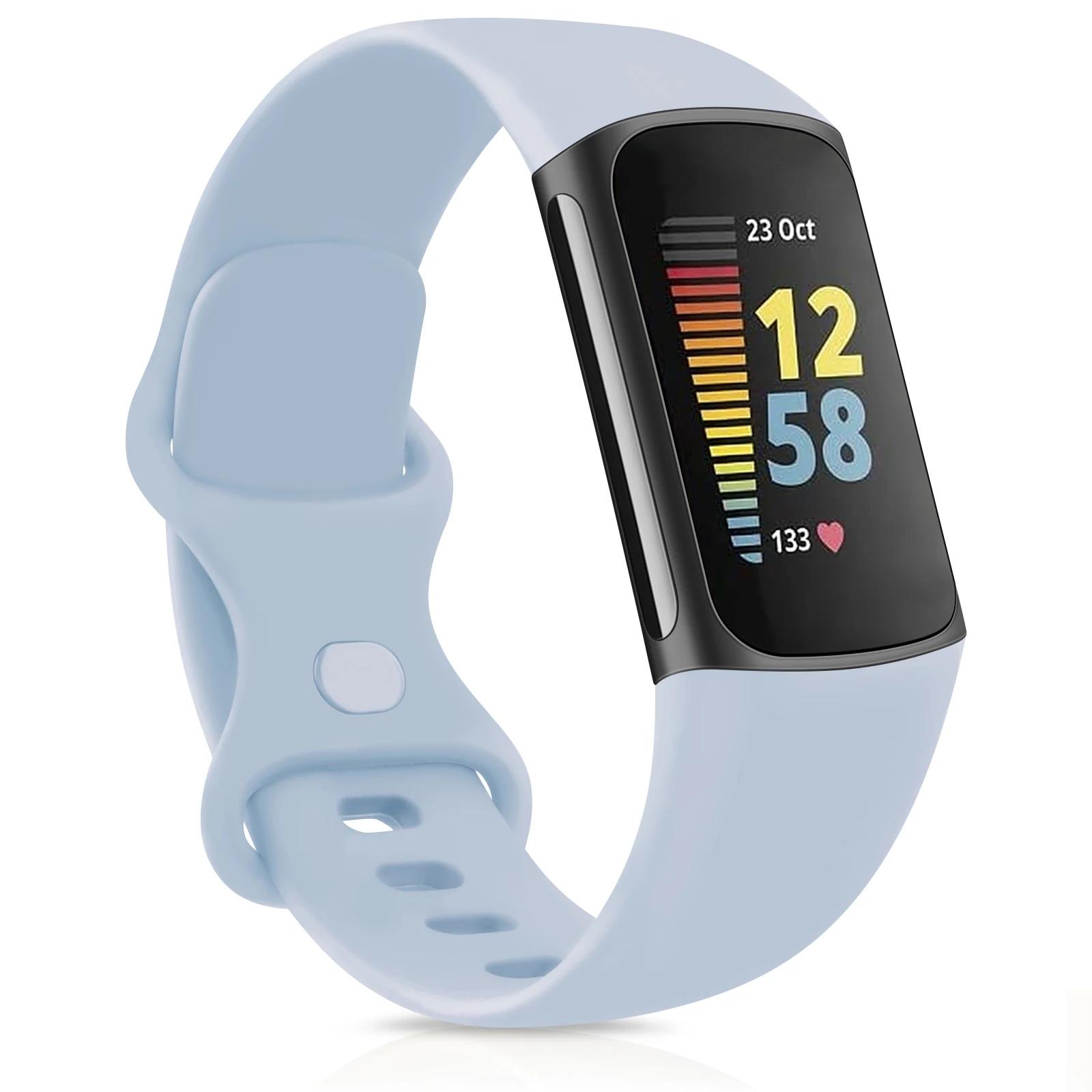

Ремінець для Fitbit Charge 5/6 Браслет на зап ястя Замінний ТПУ Спортивний Браслет для Fitbit Charge 5 Аксесуари для ремінця смарт-годинника For Charge5 6 L світло-синій колір
