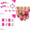 24 Pcs Colorful Flowers Stick On Nail Glossy False Nail Short Square Press On Nail Solid Color Acrylic Nail
