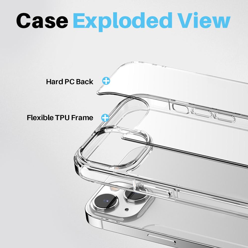 NORTHJO For iPhone 15 Case PC+TPU Phone Cover+Tempered Glass Screen Film+Lens Film