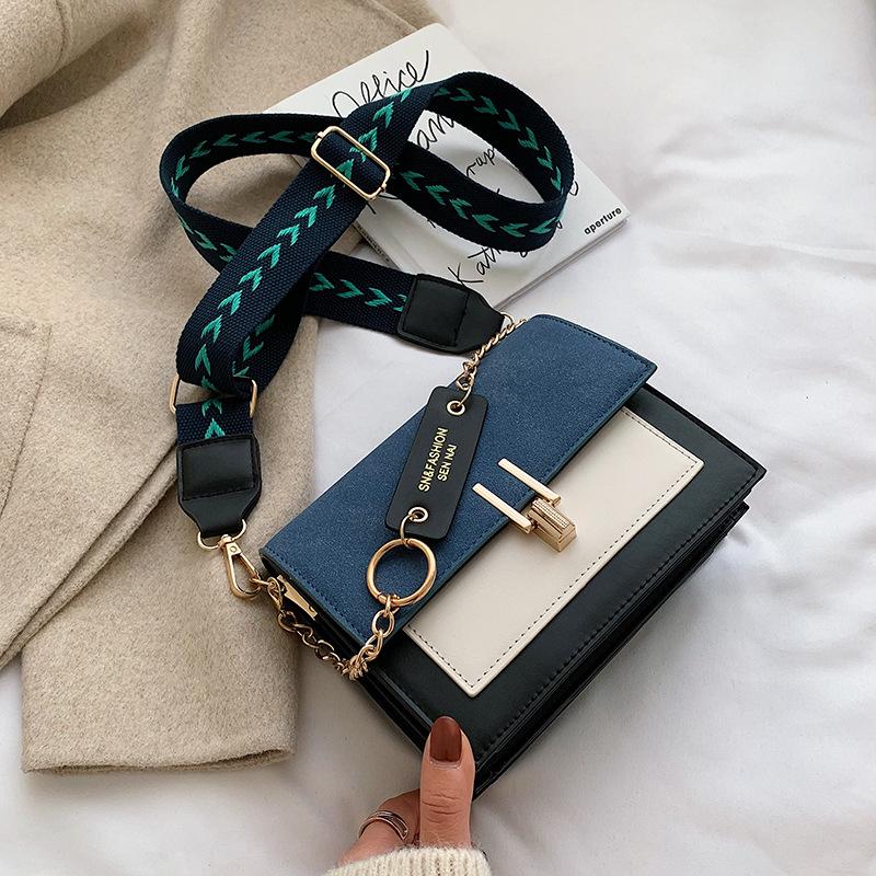 Korean Style Frosted Fabric Color Block Shoulder Bag - Autumn/Winter Fashion