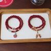 New Chinese Cinnabar Double Circle Bracelet Strawberry Crystal Bracelet. Bangles Women Fashion Jewelry Accessories Gift