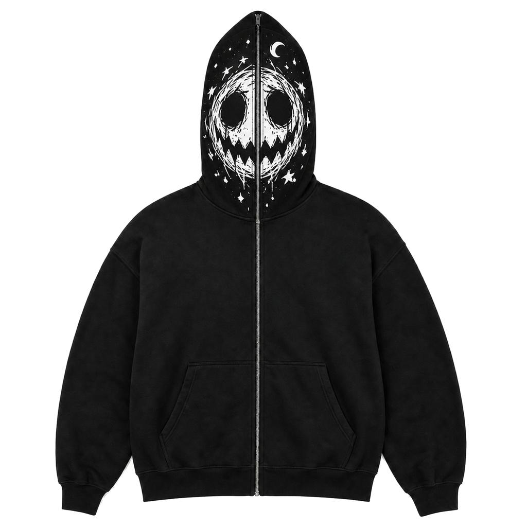 Halloween Cosplay Face Printed Long Sleeve Hoodie Men's and Women's Fashionable Casual Sports Top