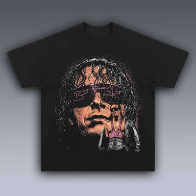 Bret Hart Vintage Portrait Print T-Shirt Men Women 90s Wrestling Superstar Fan Casual Streetwea