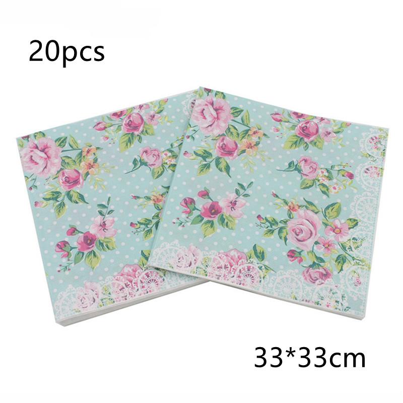 20 Stück bedruckte Servietten Papier Decoupage Taschentücher Blumen Hochzeit Geburtstag DIY Dekoration Schreibtisch Dekoration Servietten