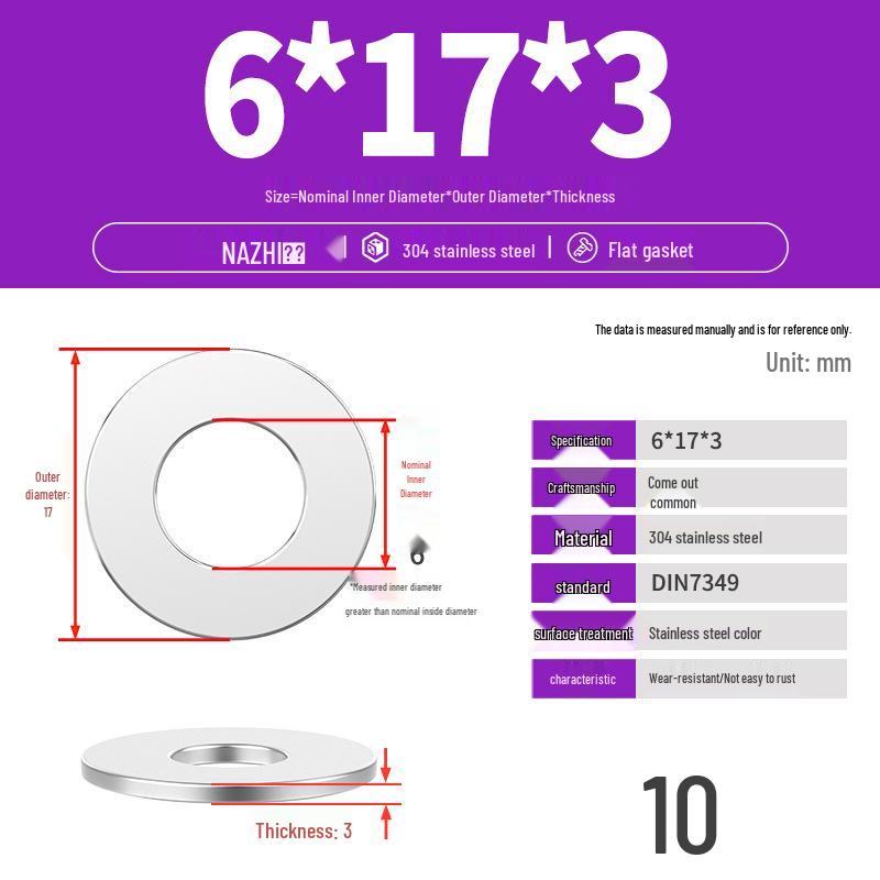 Thickened 304 Stainless Steel Flat Washer Spacer (M4-M8)