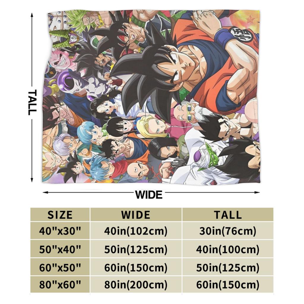 DBZ Cartoon Blanket Fleece Awesome Breathable Throw Blanket for Bedding Lounge Textile Decor,