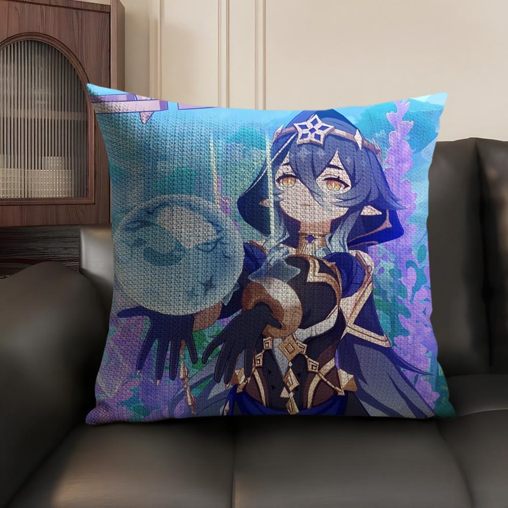 Layla Genshin Impact Cute Cushion Cover Natural Linen Organic Fabric Double-Sided Printing Sofa Home Decor Gift Pillow Case