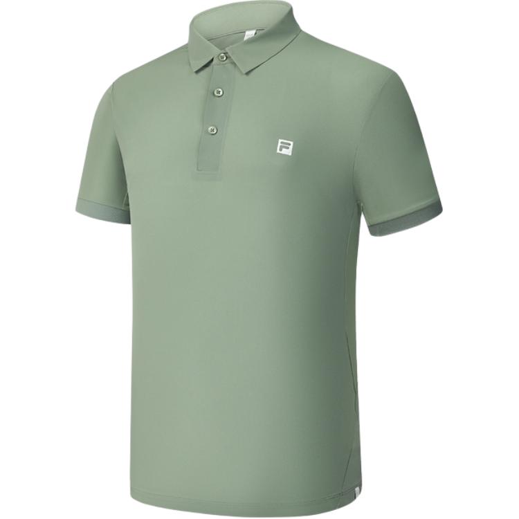 Fila Athletics A.P. Solid Color Casual Woven Breathable Short Sleeve Polo Shirt Men Polo Shirts Wave-Gray-Green A11M431129F-KK