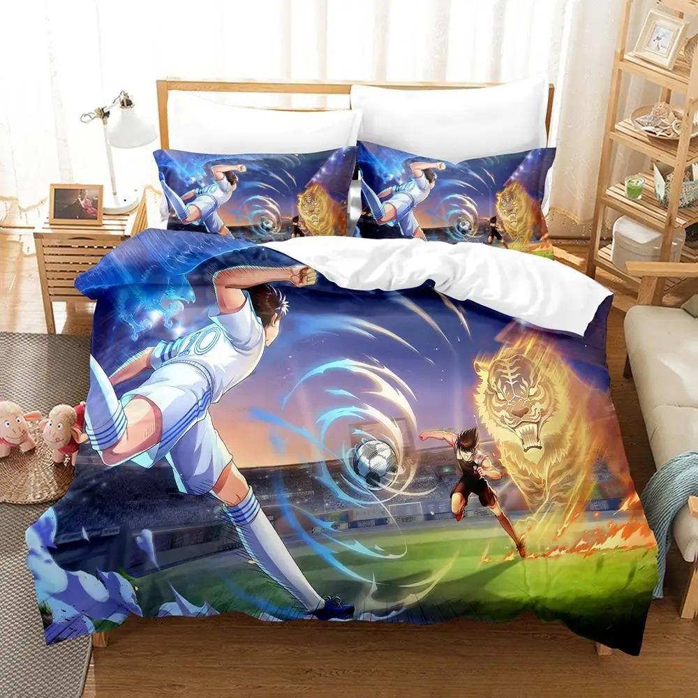 3D Print New Captain Tsubasa Bedding Set Soft Comforter Cover With 1/2Pcs Pillow Shams For Kids Adults Microfiber Quilt Cover