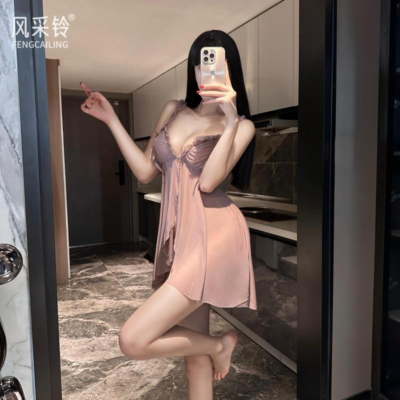 Summer Sexy Pajamas Sexy Underwear Pure Lust Pajamas Female Seduction Breasts Split Hollow Perspective Uniform