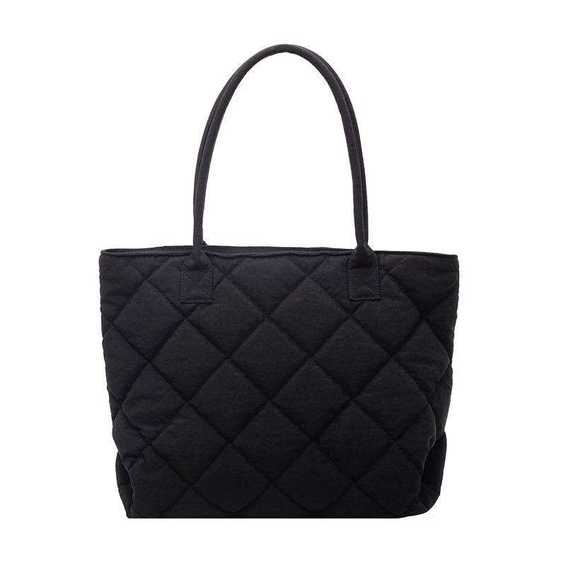 Rhombus Cotton Clothing Bag Women's New Autumn and Winter Casual Large-capacity Commuter Tote Bag Fashionable Shoulder Bag