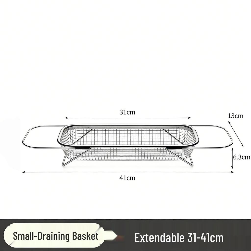 Stainless Steel Retractable Kitchen Sink Draining Basket and Multi-functional Wash Basin Rack