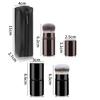 Convenient Travel Short Handle Retractable Makeup Brush with PU Zipper Bag Multifunctional Foundation Brush Honey Brush Beauty Tool