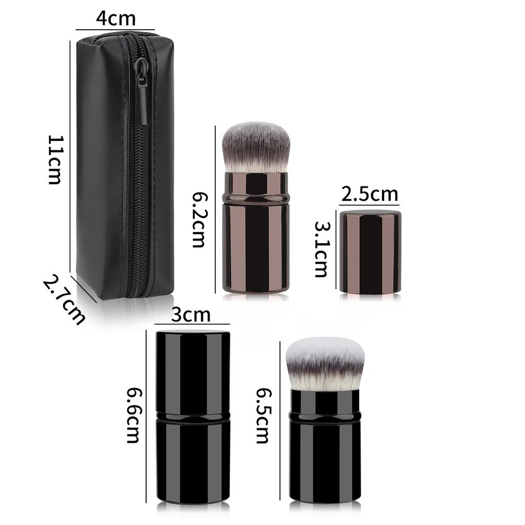Convenient Travel Short Handle Retractable Makeup Brush with PU Zipper Bag Multifunctional Foundation Brush Honey Brush Beauty Tool