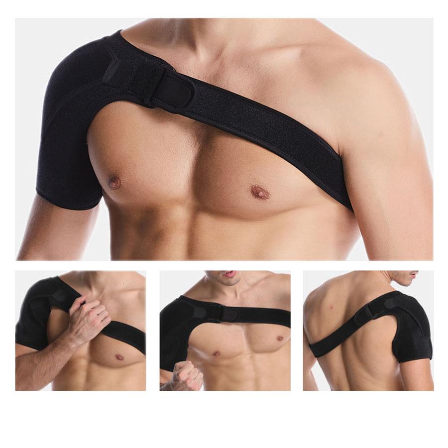 Black Adjustable Shoulder Brace Compression Cuff Pain Relief Support Belt Sprain