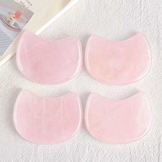 Pink Quartz Scraping Board Cat Head Shape Facial Massage Tool for Lifting Firming V-Face Line Relieves Fatigue Promotes Circulation Spa Gift for Women