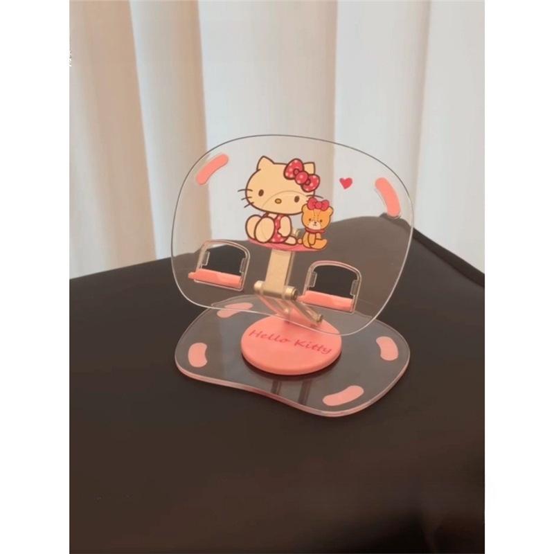 Acrylic Cartoon Cute Tablet Stand for TV Show Watching, Retractable Desktop Storage Rack, Transparent Design