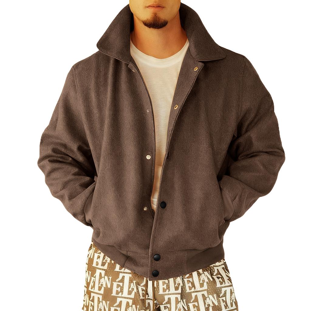 Men's Fall Suede Lapel Loose Drop Shoulder Solid Color Jacket Leather Biker Jacket Men Mens