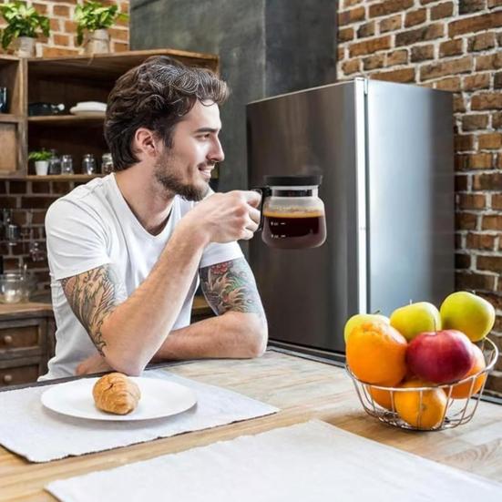 Kaffekopp i glass 16 oz Kaffekanne-stil kopp med lokk Stor kapasitet Varm og kald drikkekopp Gave til kaffeelskere