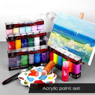 60ml 6-color Acrylic Paint Set Quick-drying Waterproof Strong Covering Power for Hand-painted Wall Paintings Graffiti DIY Crafts