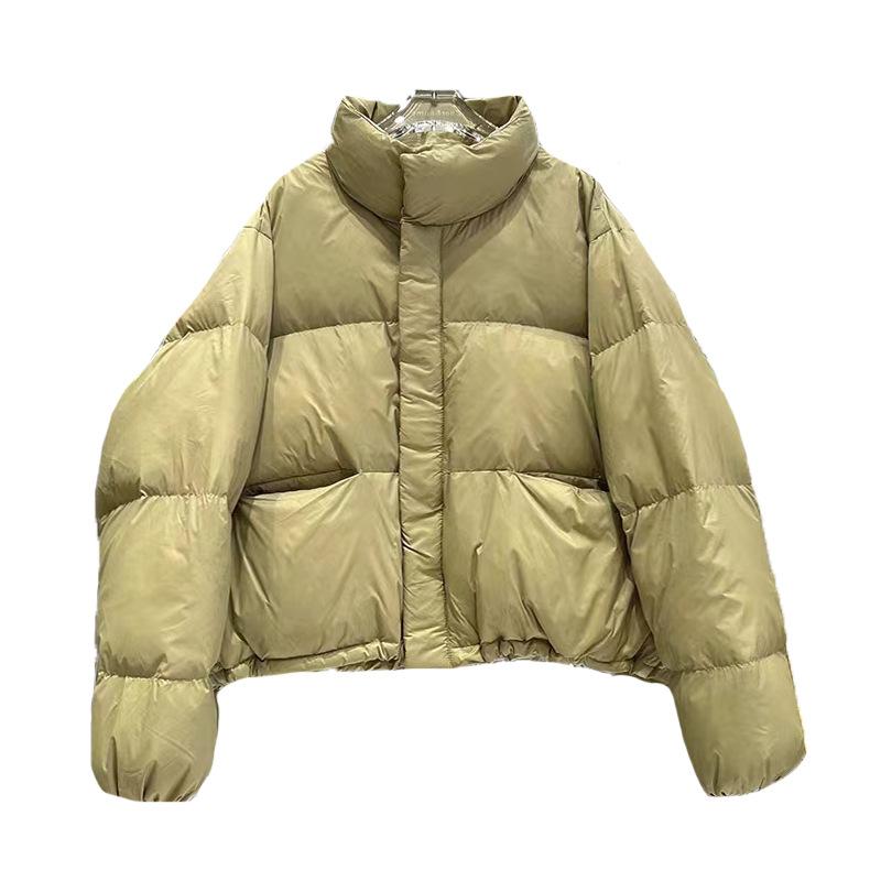 Stehkragen Mode kurze Daunenjacke Damen 2025 Winter neu leichter Luxus Temperament warm weiße Entendaunen verdickte Jacke Brotjacke