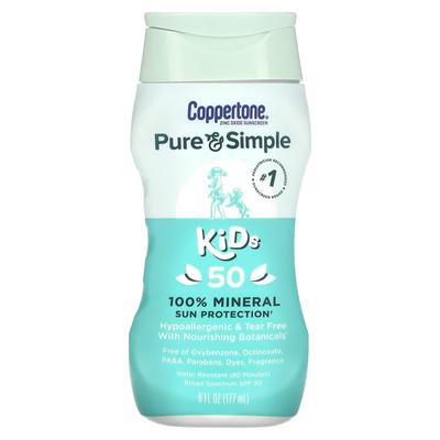 Pure & Simple, Dla dzieci, 100% Mineralny krem przeciwsłoneczny, SPF 50, 177ml (6 uncji płynu)