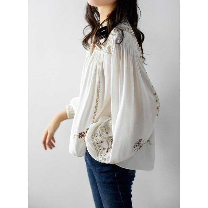 Šifonová košile pro C 2025 Jarní Podzimní Módní Design Francouzský Šik Top s Dlouhým Rukávem