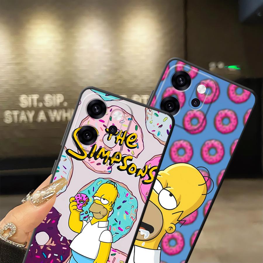 Phone Cover Case for Oppo A76 F9 F11 F29 A93 A98 A96 A74 A84 A78 Reno 4F 5 6 7 8 10 11 14 A83 S-simpsons Donut