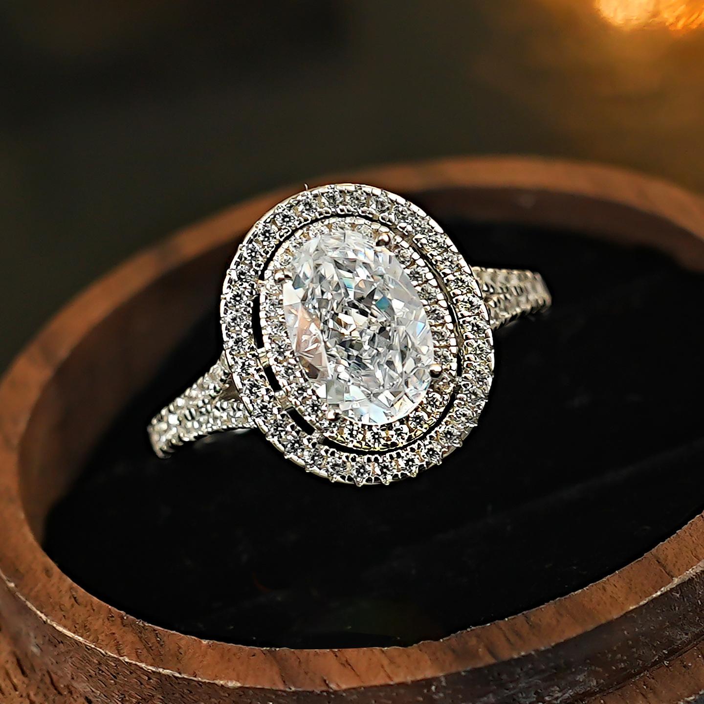 

Flash Ice Flower Cut High Carbon Diamond Full Diamond Pigeon Egg Zircon Open Ring Female, Banquet Wedding Ring 2026 Resizable