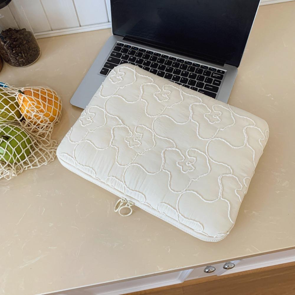11/14 Inch Laptop Bag Embroidery Flower Soft Tablet Sleeve Case Shockproof Large Capacity for MacBook/iPad/DELL