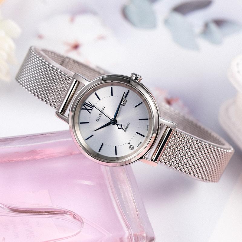 Casio SHEEN x BEAST Brutal Star Sparkling Business Three-hand Date Display Ultra-Thin Dial Waterproof Solar Quartz Movement Japanese SHS-D300M-7APR